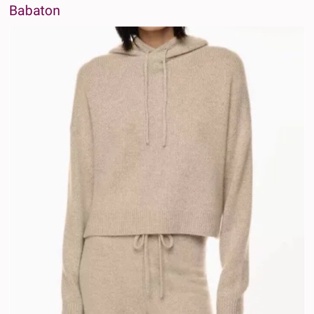 Aritzia Babaton | Cashmere Crop Hoodie | Beige | Size S